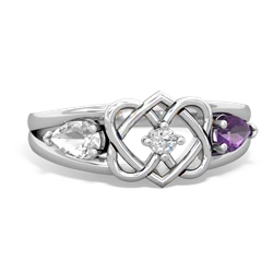 White Topaz Hearts Intertwined 14K White Gold ring R5880