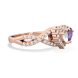 White Topaz Diamond Twist 'One Heart' 14K Rose Gold ring R2640HRT