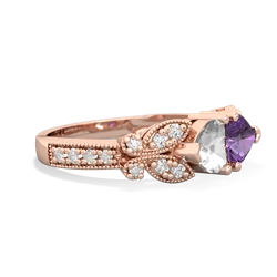 White Topaz Diamond Butterflies 14K Rose Gold ring R5601