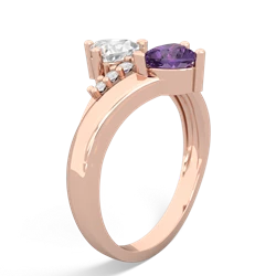 White Topaz Heart To Heart 14K Rose Gold ring R2064