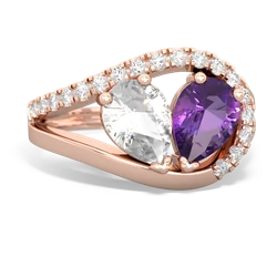 White Topaz Nestled Heart Keepsake 14K Rose Gold ring R5650