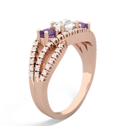 White Topaz Three Stone Aurora 14K Rose Gold ring R3080