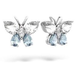 White Topaz Butterfly 14K White Gold earrings E2215