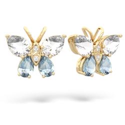 White Topaz Butterfly 14K Yellow Gold earrings E2215