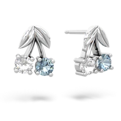 White Topaz Sweet Cherries 14K White Gold earrings E7001
