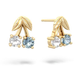 White Topaz Sweet Cherries 14K Yellow Gold earrings E7001