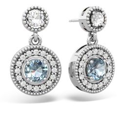 White Topaz Halo Dangle 14K White Gold earrings E5319