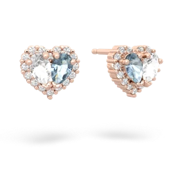 White Topaz Halo 14K Rose Gold earrings E7008