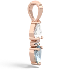 White Topaz Bowtie Drop 14K Rose Gold pendant P0865