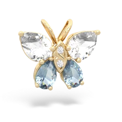 White Topaz Butterfly 14K Yellow Gold pendant P2215