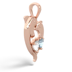 White Topaz Dolphin Heart 14K Rose Gold pendant P5820