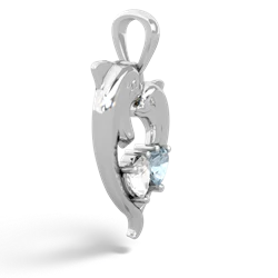 White Topaz Dolphin Heart 14K White Gold pendant P5820