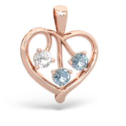 White Topaz Glowing Heart 14K Rose Gold pendant P2233