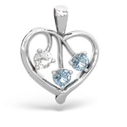 White Topaz Glowing Heart 14K White Gold pendant P2233