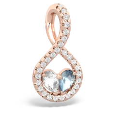 White Topaz Pave Twist 'One Heart' 14K Rose Gold pendant P5360