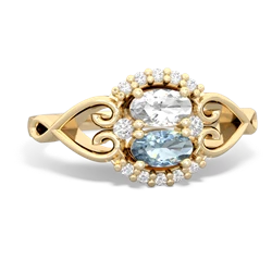 White Topaz Love Nest 14K Yellow Gold ring R5860