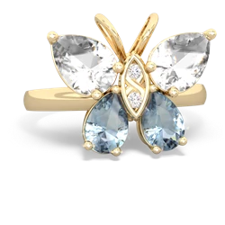 White Topaz Butterfly 14K Yellow Gold ring R2215