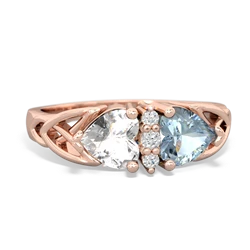 White Topaz Celtic Knot Double Heart 14K Rose Gold ring R5040