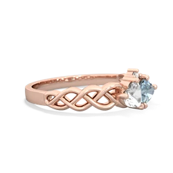 White Topaz Heart To Heart Braid 14K Rose Gold ring R5870