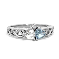 White Topaz Heart To Heart Braid 14K White Gold ring R5870