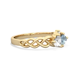 White Topaz Heart To Heart Braid 14K Yellow Gold ring R5870