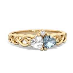 White Topaz Heart To Heart Braid 14K Yellow Gold ring R5870