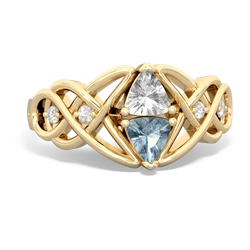 White Topaz Keepsake Celtic Knot 14K Yellow Gold ring R5300