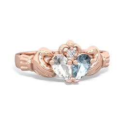 White Topaz 'Our Heart' Claddagh 14K Rose Gold ring R2388