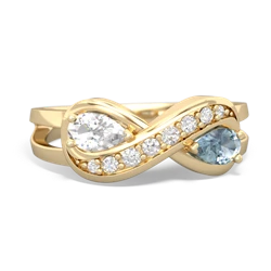 White Topaz Diamond Infinity 14K Yellow Gold ring R5390