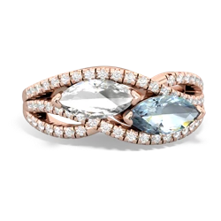 White Topaz Diamond Rivers 14K Rose Gold ring R3070