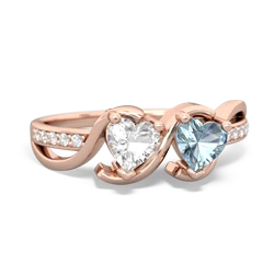 White Topaz Side By Side 14K Rose Gold ring R3090