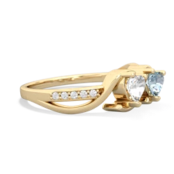 White Topaz Side By Side 14K Yellow Gold ring R3090