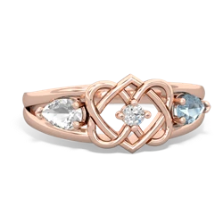 White Topaz Hearts Intertwined 14K Rose Gold ring R5880