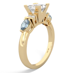 White Topaz 6Mm Princess Eternal Embrace Engagement 14K Yellow Gold ring C2002