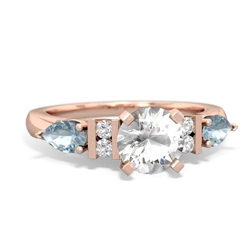 White Topaz 6Mm Round Eternal Embrace Engagement 14K Rose Gold ring R2005