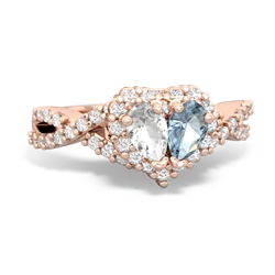 White Topaz Diamond Twist 'One Heart' 14K Rose Gold ring R2640HRT