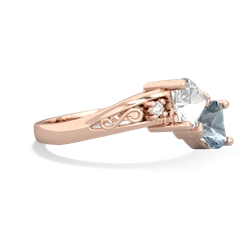 White Topaz Snuggling Hearts 14K Rose Gold ring R2178