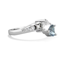 White Topaz Snuggling Hearts 14K White Gold ring R2178