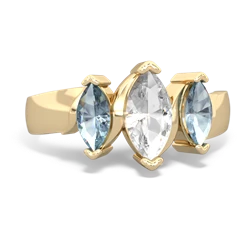 White Topaz Three Peeks 14K Yellow Gold ring R2433