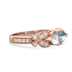 White Topaz Diamond Butterflies 14K Rose Gold ring R5601