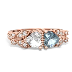 White Topaz Diamond Butterflies 14K Rose Gold ring R5601