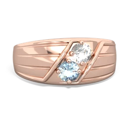 White Topaz Men's Streamline 14K Rose Gold ring R0460