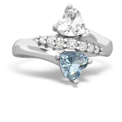 White Topaz Heart To Heart 14K White Gold ring R2064