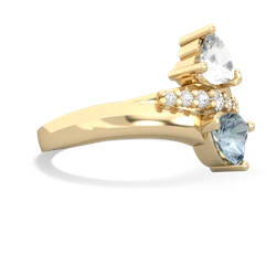 White Topaz Heart To Heart 14K Yellow Gold ring R2064