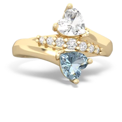 White Topaz Heart To Heart 14K Yellow Gold ring R2064