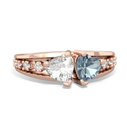 White Topaz Heart To Heart 14K Rose Gold ring R3342