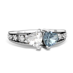 White Topaz Heart To Heart 14K White Gold ring R3342