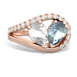 White Topaz Nestled Heart Keepsake 14K Rose Gold ring R5650