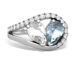 White Topaz Nestled Heart Keepsake 14K White Gold ring R5650