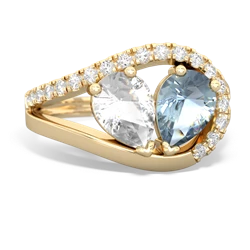 White Topaz Nestled Heart Keepsake 14K Yellow Gold ring R5650